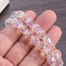 10pcs Shiny Plated 8mm 10mm Round Cylinder Shape Faceted Crystal Glass Loose Beads For Jewelry Making