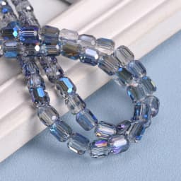 10pcs Shiny Plated 8mm 10mm Round Cylinder Shape Faceted Crystal Glass Loose Beads For Jewelry Making