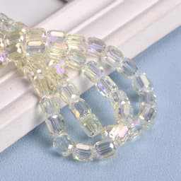 10pcs Shiny Plated 8mm 10mm Round Cylinder Shape Faceted Crystal Glass Loose Beads For Jewelry Making