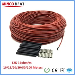 MINCO HEAT 5 to 100 Meters Infrared Warm Floor Cable 12K 33ohm/m Electric Carbon Heating Wires