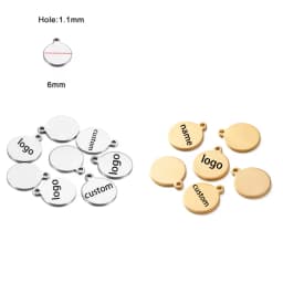 100pcs Customized Laser Engrave Name LOGO Stainless Steel Personalized Tags Custom Logo For DIY Necklace Pendant Charms