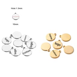 100pcs Customized Laser Engrave Name LOGO Stainless Steel Personalized Tags Custom Logo For DIY Necklace Pendant Charms