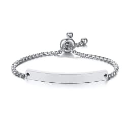 Custom Engraved Bracelets for Little Girl Gifts, Personalized Anti Allergy Stainless Steel Bar Girls Boys Jewelry