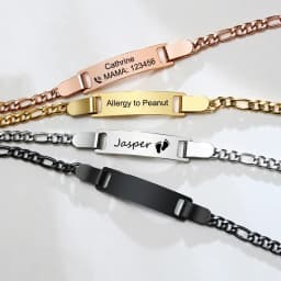 Custom Engraved Bracelets for Little Girl Gifts, Personalized Anti Allergy Stainless Steel Bar Girls Boys Jewelry