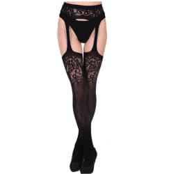 Women Sexy Body Stocking Lace Soft Top Thigh High Stockings + Suspender Garter Belt Over Knee Pantyhose Floral Fit Dropship