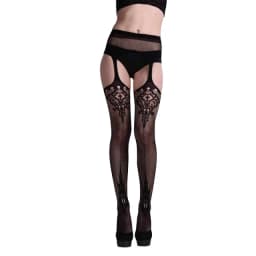 Women Sexy Body Stocking Lace Soft Top Thigh High Stockings + Suspender Garter Belt Over Knee Pantyhose Floral Fit Dropship