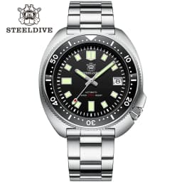 SD1970 Steeldive Brand Sunray Dial Milled Clasp Bracelet 44mm Case 200M Waterproof NH35 Turtle Men Dive Watch with Ceramic Bezel
