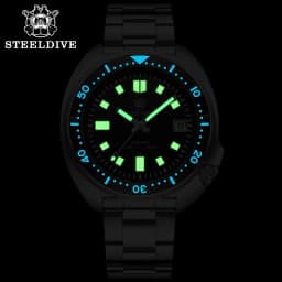 SD1970 Steeldive Brand Sunray Dial Milled Clasp Bracelet 44mm Case 200M Waterproof NH35 Turtle Men Dive Watch with Ceramic Bezel