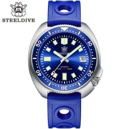 SD1970 Steeldive Brand Sunray Dial Milled Clasp Bracelet 44mm Case 200M Waterproof NH35 Turtle Men Dive Watch with Ceramic Bezel
