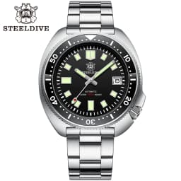 SD1970 Steeldive Brand Sunray Dial Milled Clasp Bracelet 44mm Case 200M Waterproof NH35 Turtle Men Dive Watch with Ceramic Bezel