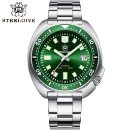 SD1970 Steeldive Brand Sunray Dial Milled Clasp Bracelet 44mm Case 200M Waterproof NH35 Turtle Men Dive Watch with Ceramic Bezel