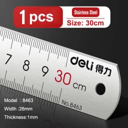Deli Stainless Steel Metal Ruler 15/20/30cm Straight Line Rulers for School Kids Precision Measuring Drawing Reglas Tool Supplie