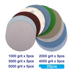 25 PCS 6 Inch 150MM Flocking Sandpaper Wet Dry Hook and Loop Sanding Disc 1000 /2000 /3000/4000 5000 Grits for Sanding Polishing