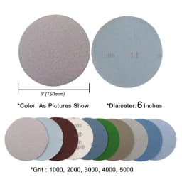 25 PCS 6 Inch 150MM Flocking Sandpaper Wet Dry Hook and Loop Sanding Disc 1000 /2000 /3000/4000 5000 Grits for Sanding Polishing