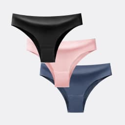 BANNIROU 3Pcs Women's Panties Underwear Fitness Sports Seamless Female Lingerie Sexy T-back Tanga Thong Ice Silk Intimates