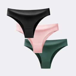 BANNIROU 3Pcs Women's Panties Underwear Fitness Sports Seamless Female Lingerie Sexy T-back Tanga Thong Ice Silk Intimates