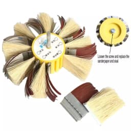 150mm X 6mm Shaft Mounted Sisal & Emery Cloth Bristle Polishing Brush Wheel for Wood Primer Sanding 80/120/180/240/320/400 Grit