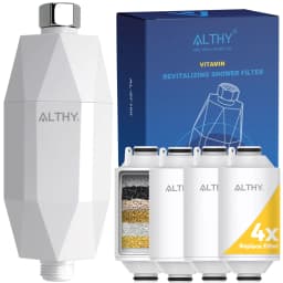 ALTHY Vitamin C Revitalizing Shower Water Filter - Reduces Chlorine Heavy Metal - Improves Dry Itchy Skin, Hair Dandruff, Eczema