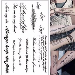 Tattoo Stickers English Word Waterproof Long Lasting Realistic Transfer Temporary Black Letters Feather Body Art For Men Women