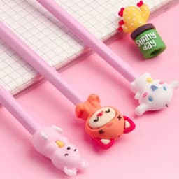 10pcs Cute Cartoon Pencil Cap Silicone Neutral Pen Cover School Students Supplies Soft Rubber Pencil Protector