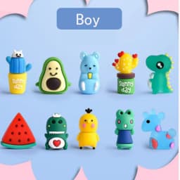 10pcs Cute Cartoon Pencil Cap Silicone Neutral Pen Cover School Students Supplies Soft Rubber Pencil Protector