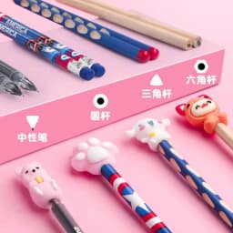 10pcs Cute Cartoon Pencil Cap Silicone Neutral Pen Cover School Students Supplies Soft Rubber Pencil Protector