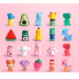10pcs Cute Cartoon Pencil Cap Silicone Neutral Pen Cover School Students Supplies Soft Rubber Pencil Protector