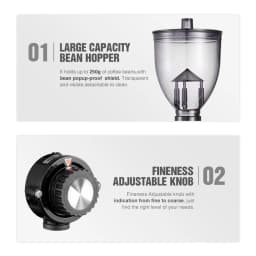 HiBREW 8 Settings Electric Coffee Bean Grinder for Espresso or American Drip Coffee Durable Flat Burr Die-casting Housing G1