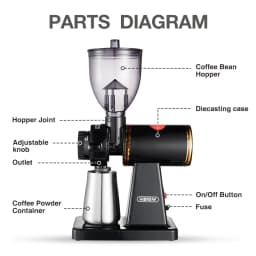 HiBREW 8 Settings Electric Coffee Bean Grinder for Espresso or American Drip Coffee Durable Flat Burr Die-casting Housing G1