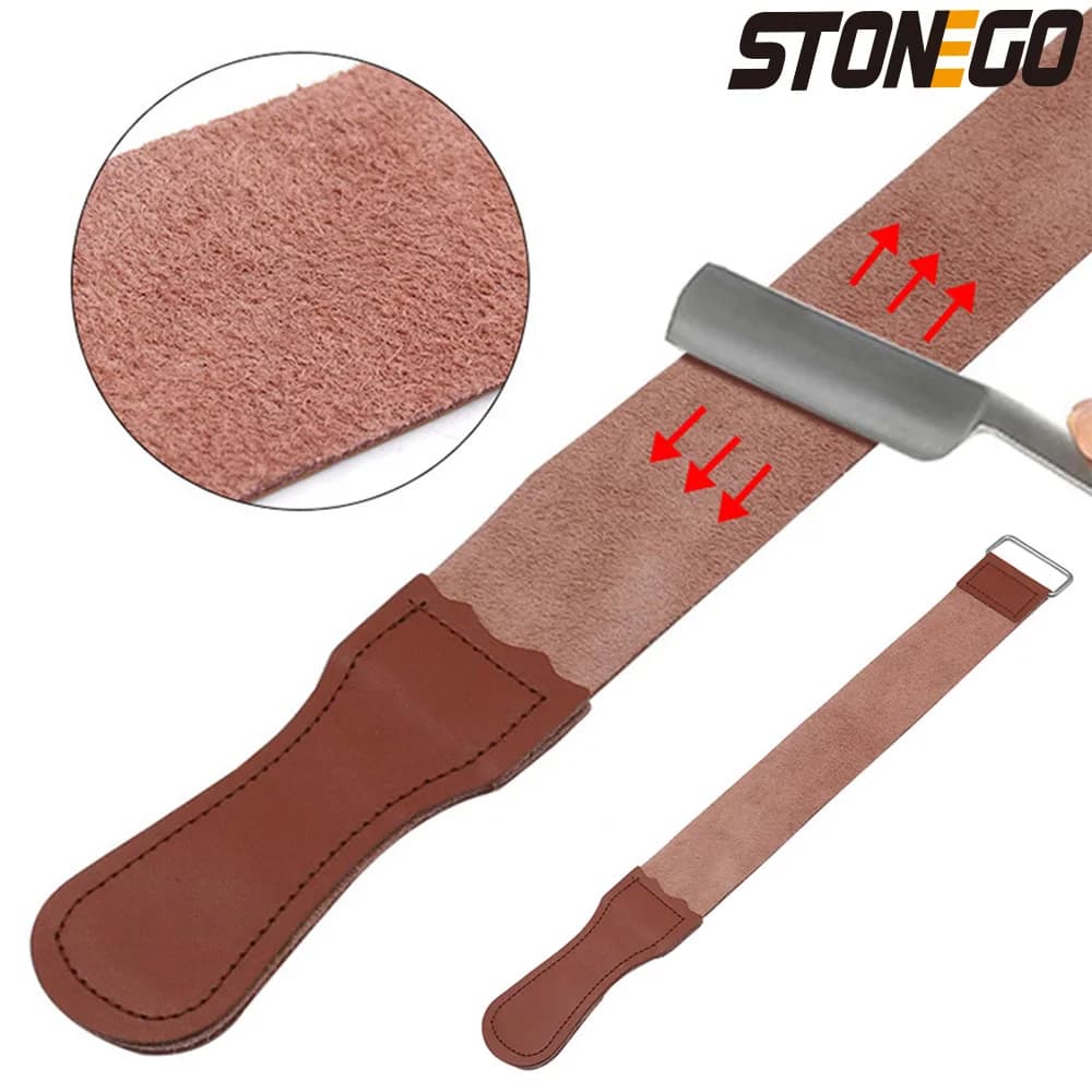 STONEGO PU Leather Strop Strap Barber Straight Razor Folding Knife Knives Sharpening Shave Sharpener Sharpening Belt