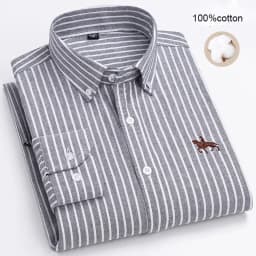 Large Size Full Men's Shirts 100% Pure Cotton Oxford Business Casual Shirt Soft Slim Fit Formal Plain Shirt Long Sleeve Clothes