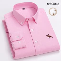Large Size Full Men's Shirts 100% Pure Cotton Oxford Business Casual Shirt Soft Slim Fit Formal Plain Shirt Long Sleeve Clothes