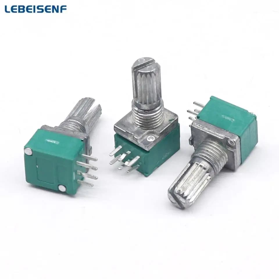 5pcs/lot Special Audio Amplifier High Precision 10% Double Potentiometer RK097G A20K A50K A100K Handle Length 15MM Flower Axis