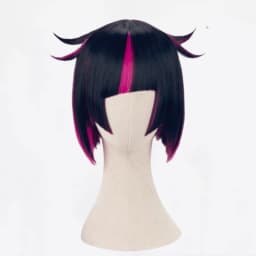 Lilia Vanrouge Cosplay Wig Black Purple Mixed Short Heat Resistant Synthetic Hair Halloween Party Anime Wigs + Wig Cap + Ears