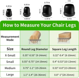 8pcs Black Round Chair Leg Protectors Anti-Slip Silicone Foot Covers for Hardwood Floors Furniture Feet Pads to Prevent Scratche