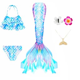 Swimming Mermaid Tail For Girls Kids Beach Dress Pool Swimming Suit With Monofin Hand Fin Mermaid Cosplay Anime Costume