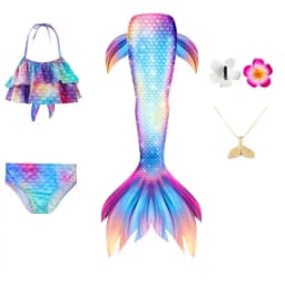 Swimming Mermaid Tail For Girls Kids Beach Dress Pool Swimming Suit With Monofin Hand Fin Mermaid Cosplay Anime Costume