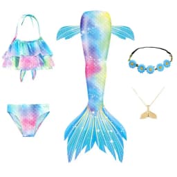 Swimming Mermaid Tail For Girls Kids Beach Dress Pool Swimming Suit With Monofin Hand Fin Mermaid Cosplay Anime Costume