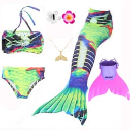 Swimming Mermaid Tail For Girls Kids Beach Dress Pool Swimming Suit With Monofin Hand Fin Mermaid Cosplay Anime Costume