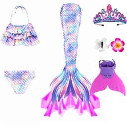 Swimming Mermaid Tail For Girls Kids Beach Dress Pool Swimming Suit With Monofin Hand Fin Mermaid Cosplay Anime Costume