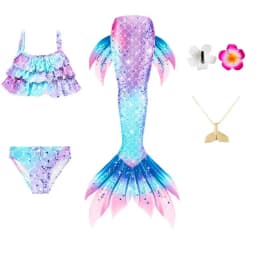 Swimming Mermaid Tail For Girls Kids Beach Dress Pool Swimming Suit With Monofin Hand Fin Mermaid Cosplay Anime Costume