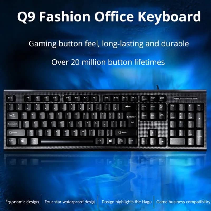 Q9 Single Keyboard USB Square Mouth Business Office Home PS2 Round Hole Wired Desktop Computer