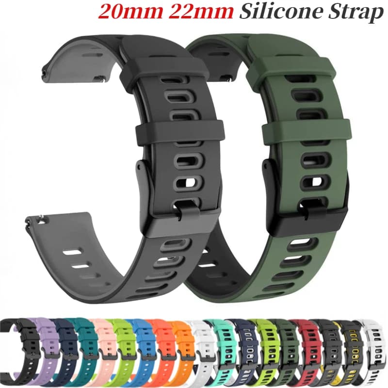 22mm 20mm Silicone Strap for Samsung Watch 7/6/5/4  Huawei Watch 5/4/3/GT6-5-4-3 Sport Bracelet Belt Amazfit Active 2/GTR/GTS