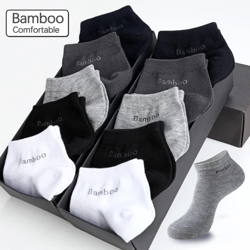 10 Pairs / Pack Men's Bamboo Fiber Socks Short High Quality New Casual Breatheable Anti-Bacterial Man Ankle Socks Men