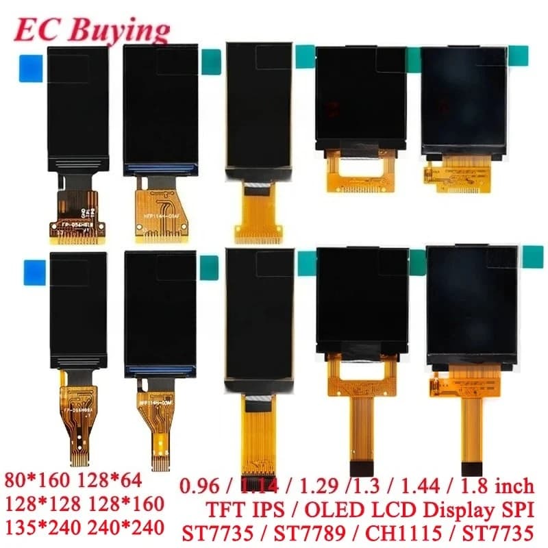 0.96" 0.96 1.14 1.3 1.44 1.8 Inch HD IPS TFT Display LCD Screen 1.29" OLED 128*128 135*240 80*160 ST7735 ST7789 CH1115 ST7735