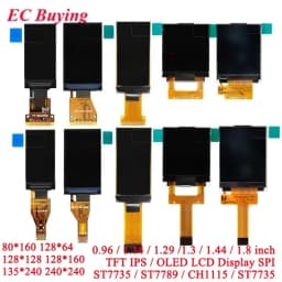0.96" 0.96 1.14 1.3 1.44 1.8 Inch HD IPS TFT Display LCD Screen 1.29" OLED 128*128 135*240 80*160 ST7735 ST7789 CH1115 ST7735