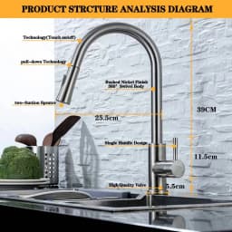 DQOK Kitchen Faucet Pull Out Brushed Nickle Sensor Stainless Steel Black Smart Induction Mixed Tap Touch Control Sink Tap