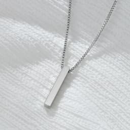 Personalized 4 Sides Engraving Square Bar Pendant Custom Name Date Stainless Steel Necklace Women Men Jewelry Gifts Wholesale