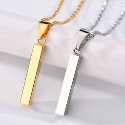 Personalized 4 Sides Engraving Square Bar Pendant Custom Name Date Stainless Steel Necklace Women Men Jewelry Gifts Wholesale