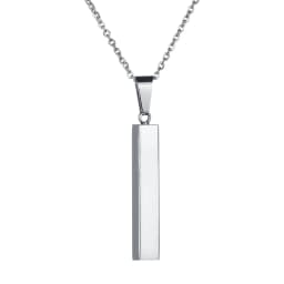 Personalized 4 Sides Engraving Square Bar Pendant Custom Name Date Stainless Steel Necklace Women Men Jewelry Gifts Wholesale